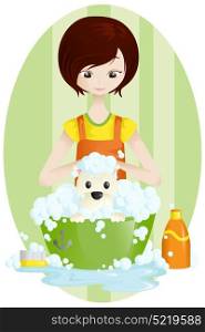 A vector illustration of a pet groomer