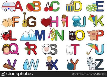 A vector illustration of a set of alphabet letters