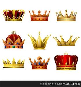 A vector illustration of a set of Crown designs