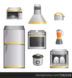 A vector illustration of a set of kitchen appliances