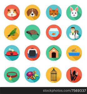 A vector illustration of Animals and Veterinarian Flat Icons