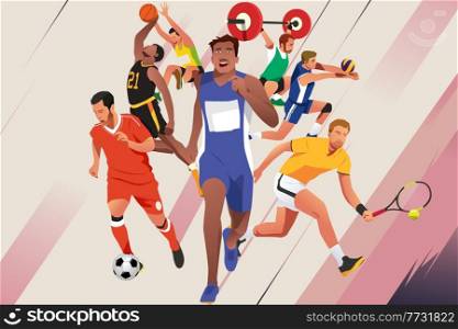 A vector illustration of Athletes in Different Sports Poster