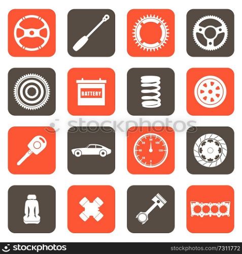 A vector illustration of automobile parts related icons