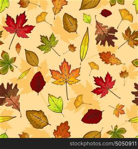A vector illustration of Autumn Leaves Seamless Pattern Wallpaper