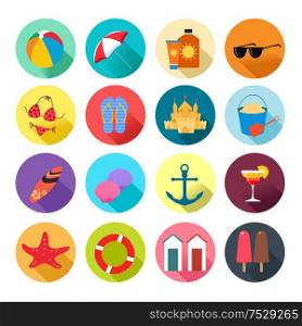 A vector illustration of beach icon sets