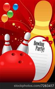 A vector illustration of bowling party invitation template