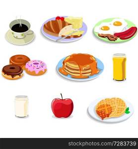 A vector illustration of breakfast food illustration icon sets