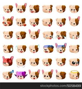 A vector illustration of Bulldog Dog Emoji Emoticon Expression