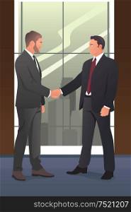 A vector illustration of businessmen shaking hands