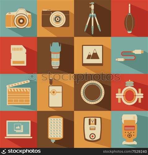 A vector illustration of camera icon sets