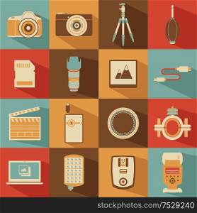 A vector illustration of camera icon sets