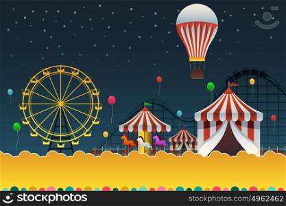 A vector illustration of carnival night poster with copyspace