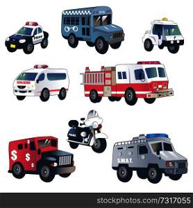 A vector illustration of cartoon law enforcement cars