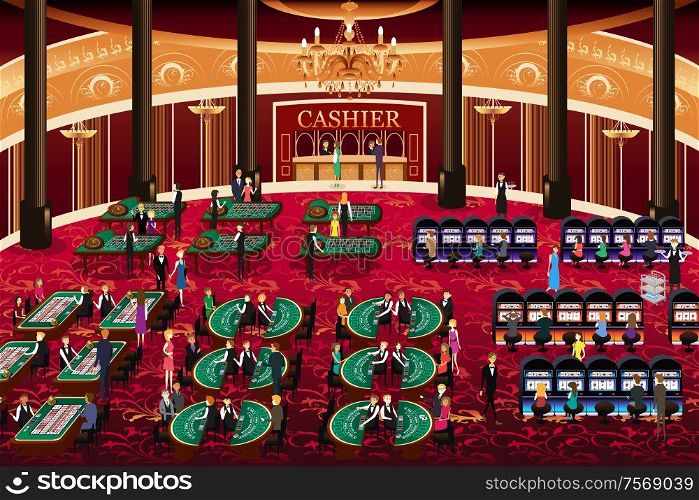 A vector illustration of casino scene