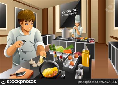 A vector illustration of chef in cooking competition