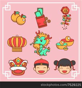 A vector illustration of Chinese new year icon sets