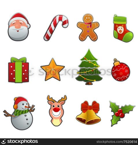 A vector illustration of Christmas icon sets