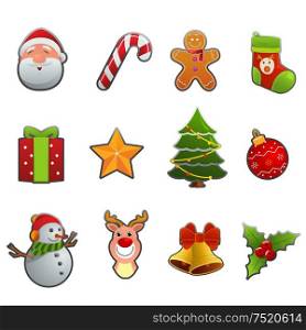 A vector illustration of Christmas icon sets