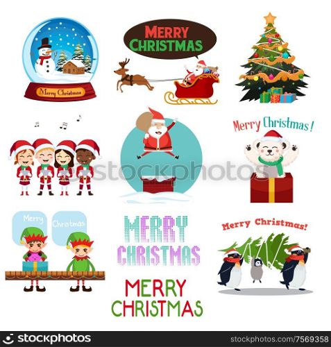 A vector illustration of Christmas Icons and Cliparts