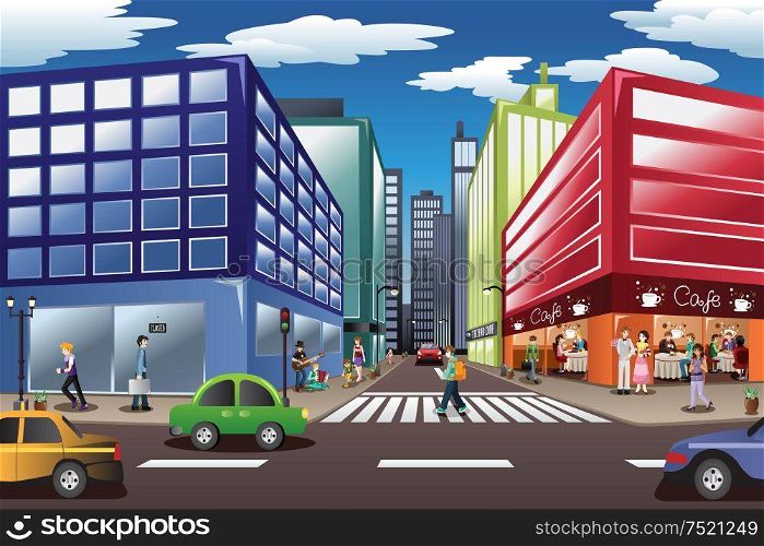 A vector illustration of city scene