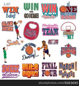 A vector illustration of College Basketball Tournament Icons Cliparts
