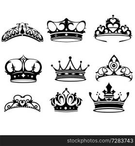A vector illustration of crown icon sets