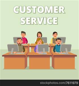 A vector illustration of Customer Service Technical Support