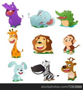 A vector illustration of cute animal icon sets