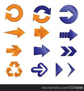 A vector illustration of different arrow icons