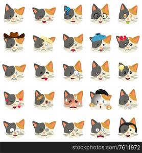 A vector illustration of Different Cat Emoji Expression