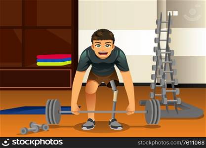 A vector illustration of Disabled Athlete Exercising Lifting Weights