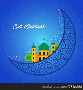 A vector illustration of Eid Mubarak greeting card design