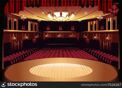 A vector illustration of empty theater stage