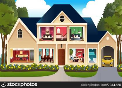 A vector illustration of family at home