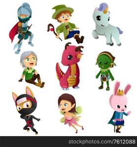 A vector illustration of Fantasy Characters Icons