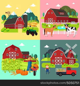 A vector illustration of Farm Life Cliparts