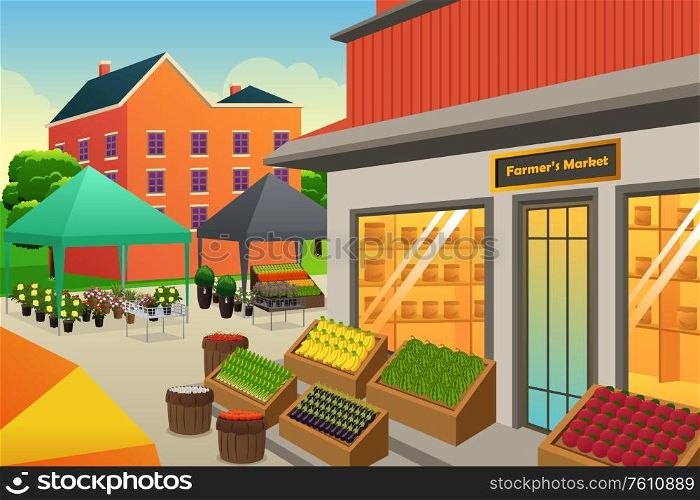 A vector illustration of Farmers Market Background