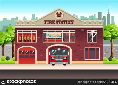 A vector illustration of Fire Station