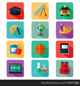 A vector illustration of flat design education icon sets