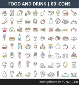 A vector illustration of Food and Drink Flat Icons