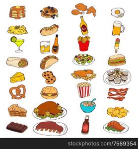 A vector illustration of Food and Drink Icons