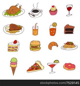 A vector illustration of food icon sets