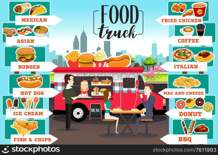 A vector illustration of Food Trucks Infographics