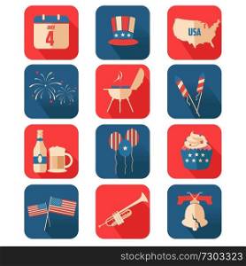 A vector illustration of Fourth of July Independence Day icon sets