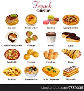 A vector illustration of French cuisine icon sets