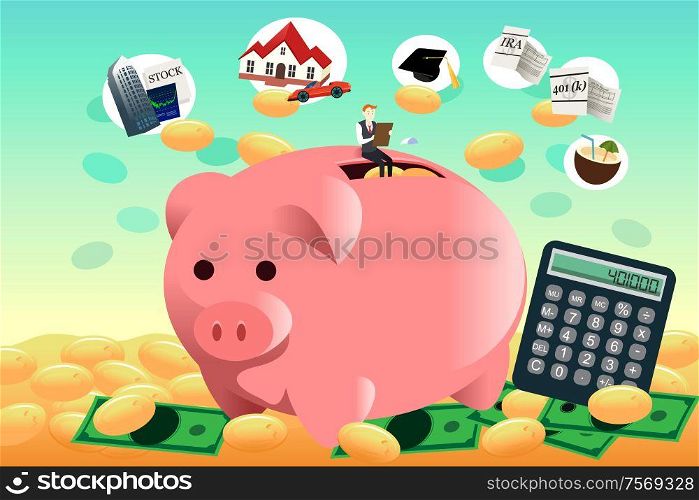 A vector illustration of future financial planning concept
