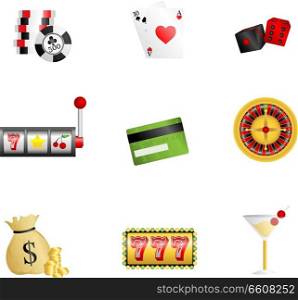A vector illustration of gambling related icons