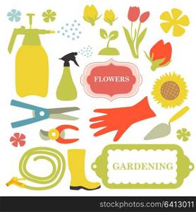 A vector illustration of garden icon sets