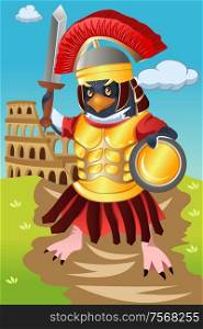 A vector illustration of gladiator bird