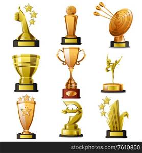A vector illustration of Gold Winning Trophy Designs
